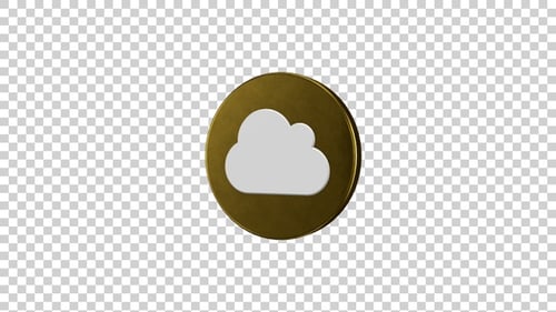 Fluffy Cloud Icon Rotating Golden