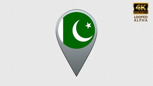 3D Rotating Pakistan Flag Location Pin Icon