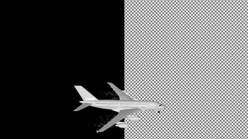 Flying a Large Airplane in a Circle, White Smoke, Top View, Alpha Channel, Looped, Exclusive