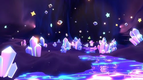 Neon Crystal Gemstones Cave