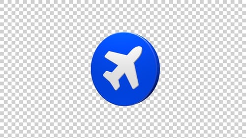 3D Rotating Airplane Icon with Alpha Channel