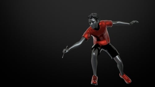3D Animated Badminton Player Performing Athletic Movements