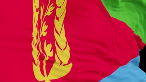 The Eritrea flag with alpha channel waving in the wind in slow motion