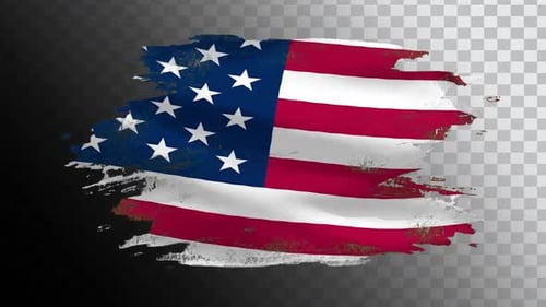 3D American flag waving in the wind in high quality alpha