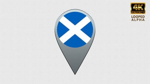 Rotating 3D Map Pin with Scotland Flag Icon