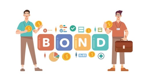 Animated Financial Bond Concept with Business People and Data Icons