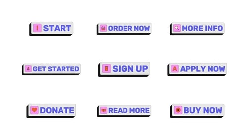 Conversion prompts modern clickable buttons animation set