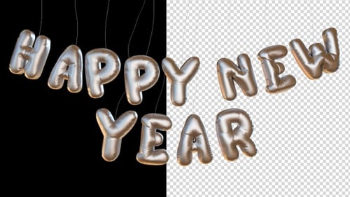 Happy New Year Silver Balloon Text Reveal