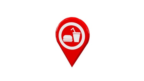 Food Court Map Location Pin Red