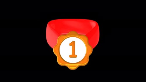 Animated victory award medal on transparent background