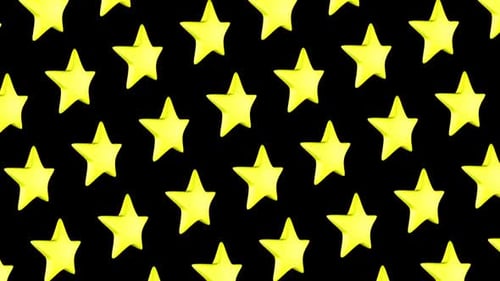 Animated Yellow and White Stars Looping Pattern with Alpha Matte