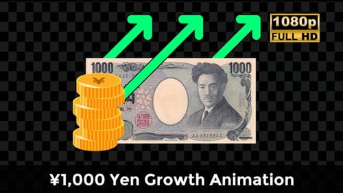 ¥1,000 Yen Growth Animation – Japanese Currency Motion for Economy Explainers