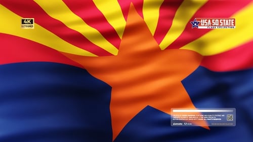 Waving Arizona State Flag Realistic Animation