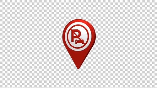 Animated 3D No Parking Map Pin Icon Reveal