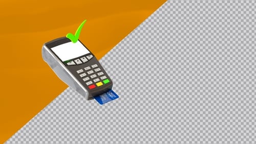 3D Payment Terminal with Credit Card Transaction Success