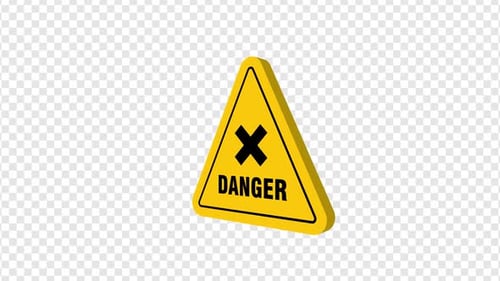 Animated 3D Danger Warning Sign Icon Loop