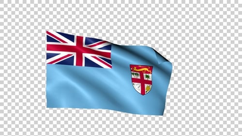 Realistic Waving Fiji Flag Animation Transparent Background