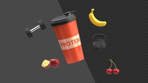 3D Protein Shake | Alpha Channel