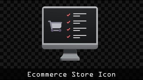 Animated Computer Monitor Showing Online Shopping Checklist