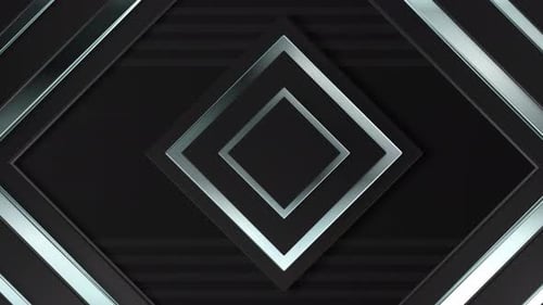 Animated Modern Geometric Background with Metallic Shapes