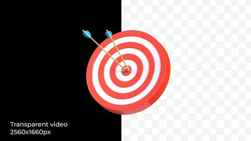 Animated 3D Target Hit by Arrows for Success Concepts