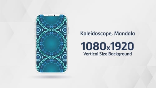 Mandala with Kaleidoscopic Abstract Background, Pattern, Symmetry, Texture, Mosaic, Circle, Blue Ver