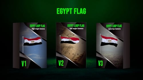 Realistic Waving Egypt Flag Animation with Multiple Camera Angles