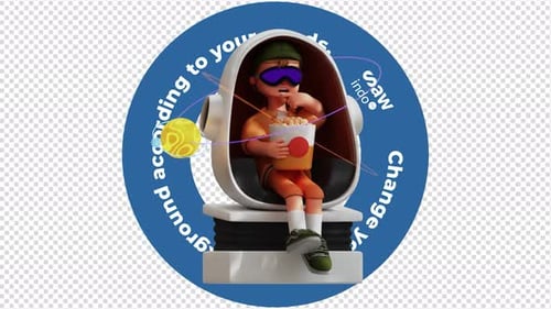 3D Animation Virtual Reality Metaverse Cinema / Movie - Transparent Background Loop