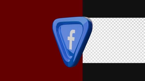 Modern 3D Glossy Facebook Logo Icon Rotation