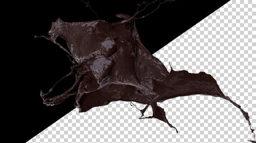Dynamic Chocolate Fluid Splash with Alpha Channel