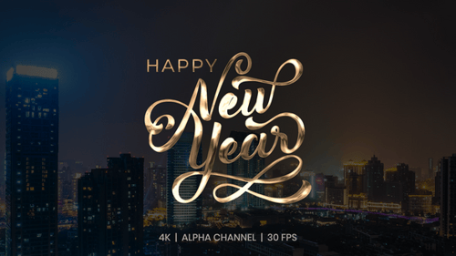 Elegant Liquid Gold Happy New Year Calligraphy Text Reveal