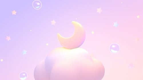 Dreamy Pastel Background Animation with Moon, Clouds, and Stars