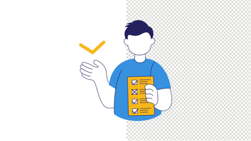 Flat Design Animated Character Completing Checklist Tasks