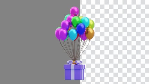 3D Animation of Colorful Balloons Combined with Charming Gift Boxes | Alpha Channel