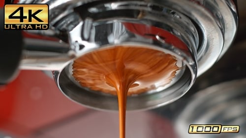 Close Up Coffee Machine Making Delicious Espresso