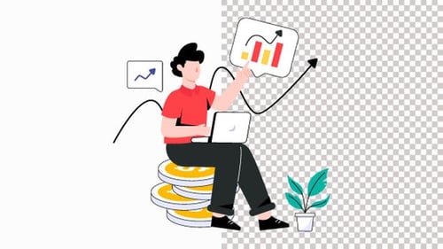 Business Growth Data Analysis Flat Design Animation