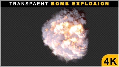 3D Render Small Bomb Explosion With Smoke Animation On Transparent Background