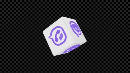 Rotating 3D Viber App Icon Cube Animation