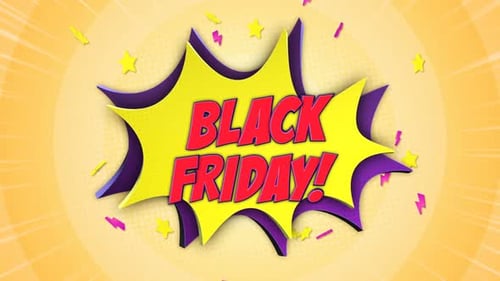 Black Friday Comic Text, on Alpha Channel, Looped - Package