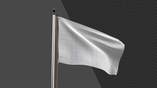 Blank White Flag Waving on Flagpole