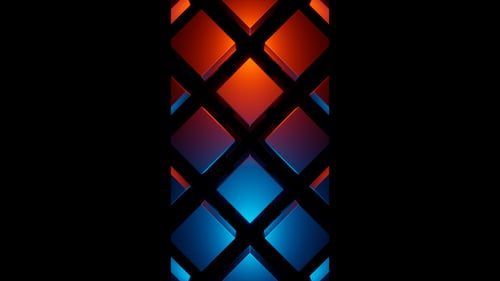 Vertical video orange and blue rhomb tunnel loop animation