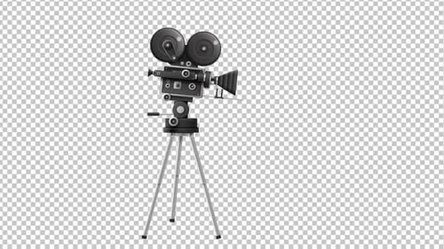 Animated Retro Film Camera with Spinning Reels