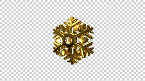 Golden 3D Snowflake Rotating Loop V5