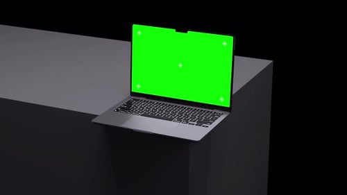 Minimal Laptop Mockup with Green Screen – 4K Presentation Display