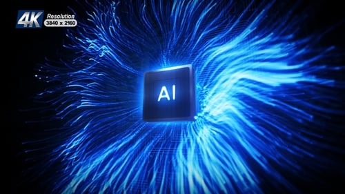 Processeur informatique Intelligence artificielle Diffuse la lumière magique 4K