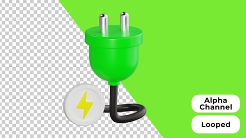 3D Animated Power Plug | Bio Energy | Alpha Channel