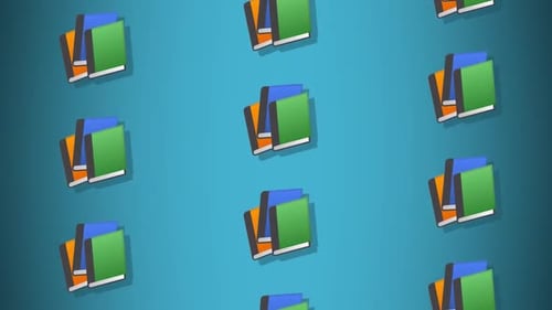 Animated Colorful Books Repeating Pattern Loop Background