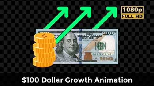 Financial Growth Animation with Money, Coins, and Upward Arrows
