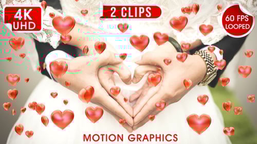 Romantic Red Falling Hearts Seamless Loop Animation Overlay