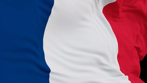 The France with alpha channel waving in the wind in slow motion